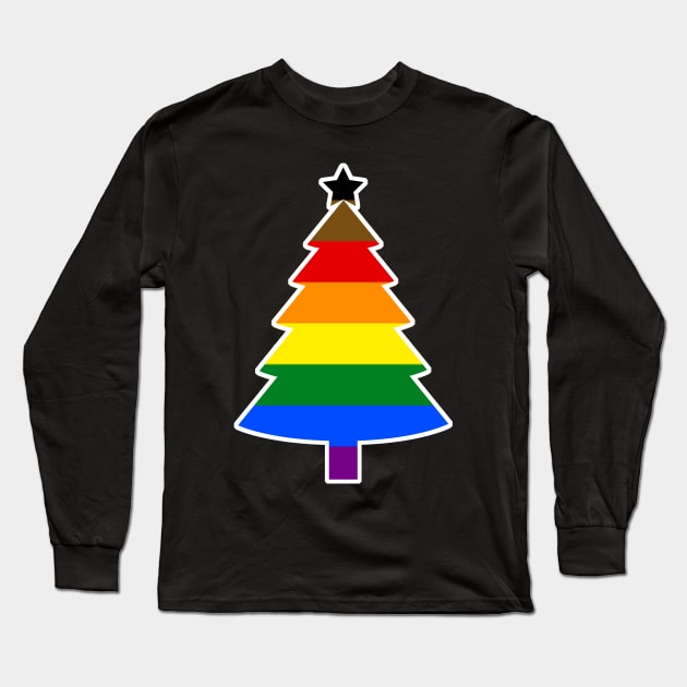 Christmas Tree LGBT Flag People of Color PRIDE Rainbow Long Sleeve T-Shirt by aaallsmiles